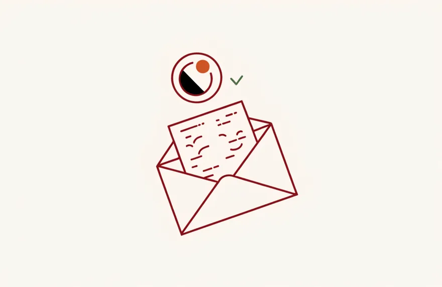 Ilustración: sobre de correo con el reporte de cambios de la cartera y sello de radar